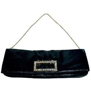 Call It Spring Black Shimmer Rhinestone‎ Clutch Shoulder Bag Purse Prom Formal